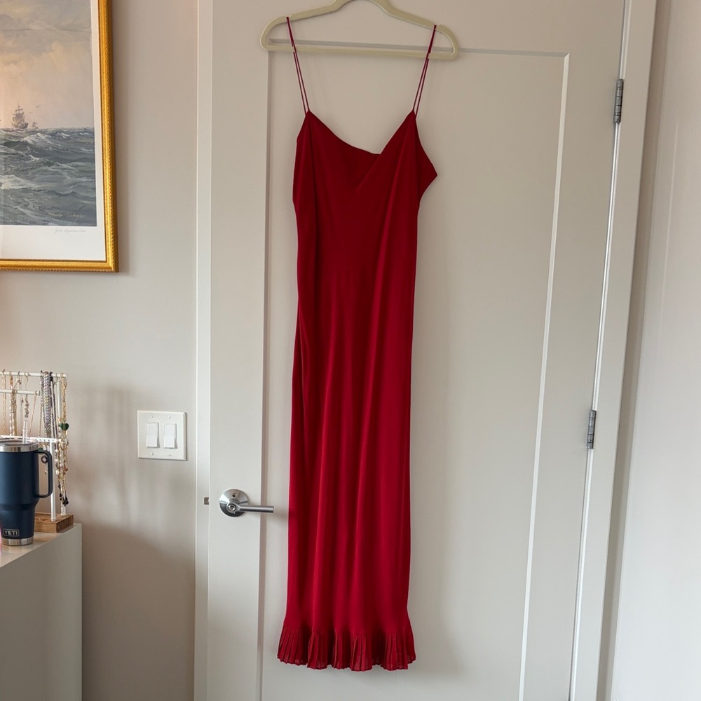 Reformation Red Midi Slip Dress